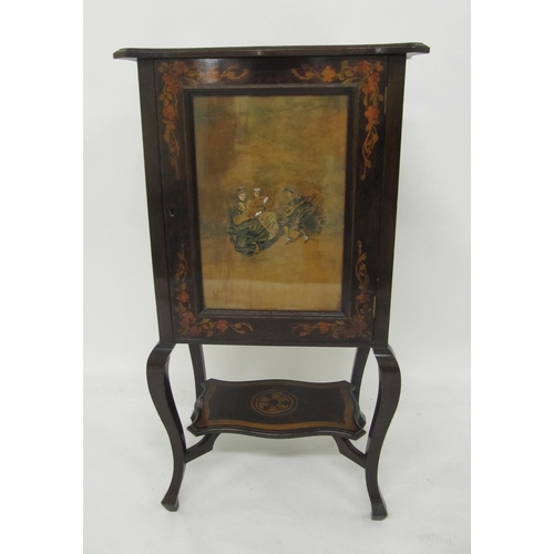 828 - An Art Nouveau penwork music cabinet