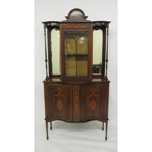 830 - An Art Nouveau mahogany inlaid display cabinet