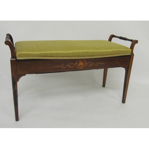 835 - An Edwardian rosewood duet piano stool