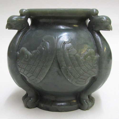685 - A Chinese green jade censor