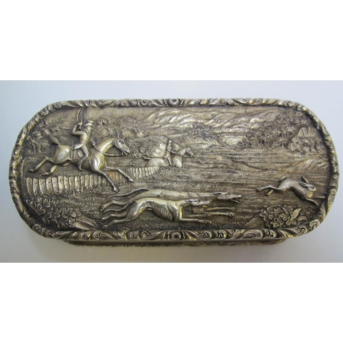 219 - A fine George IV silver gilt oval shaped snuff box