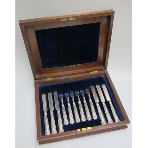 230 - A set of Victorian silver cake knives and forks