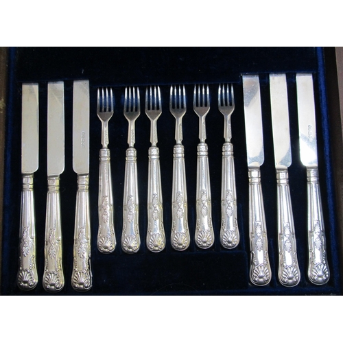 230 - A set of Victorian silver cake knives and forks