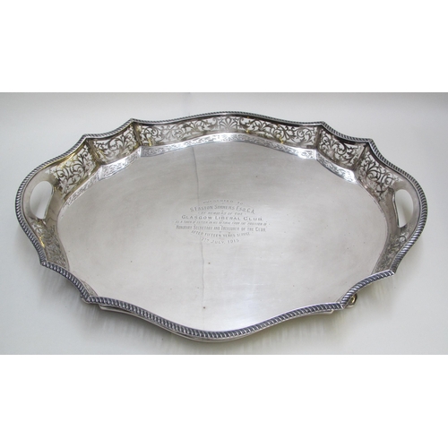 234 - An Edwardian silver two handled tea tray