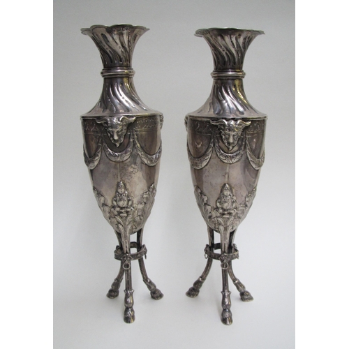 237 - A pair of Victorian silver Adam design spill vases