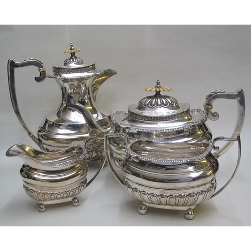 253 - A silver four piece tea service