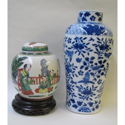 493 - A Chinese blue and white baluster vase