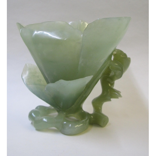 503 - A Chinese jade lotus leaf shaped vase