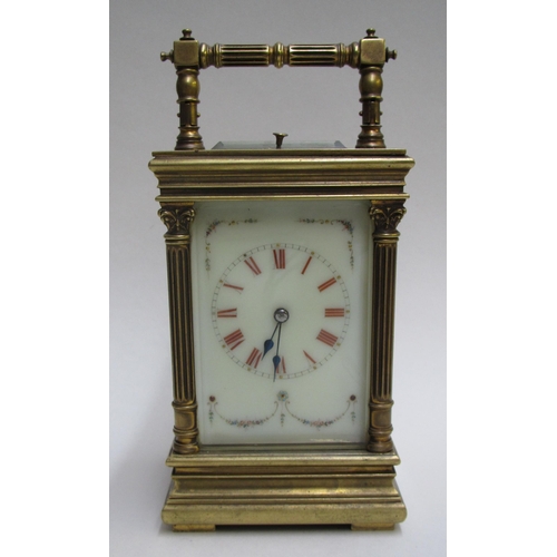 667 - A French brass repeater carriage clock