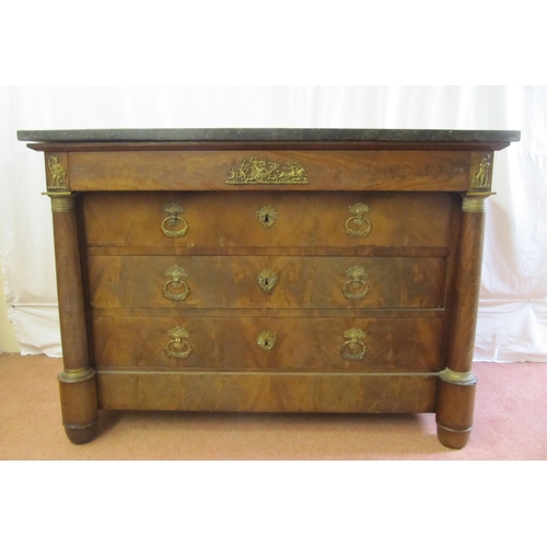 749 - A 19th Century mahogany marble top chest of drawers