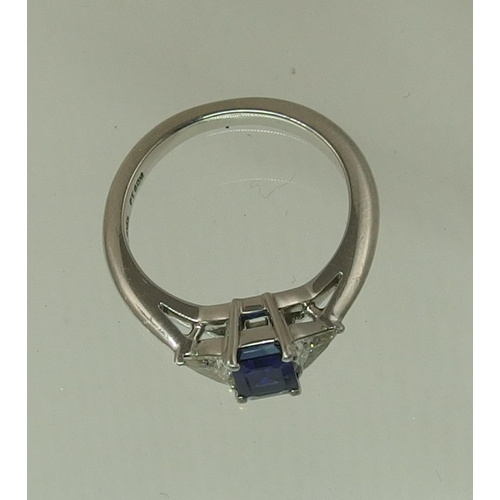 130 - A Tiffany platinum sapphire and diamond ring