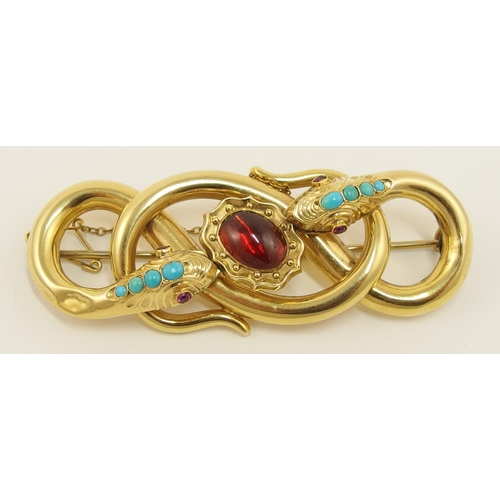 157 - A Victorian double snake brooch