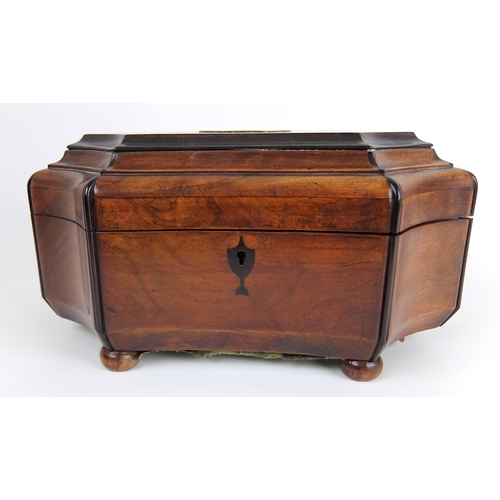 292 - A Victorian walnut hexagonal shaped tea caddy