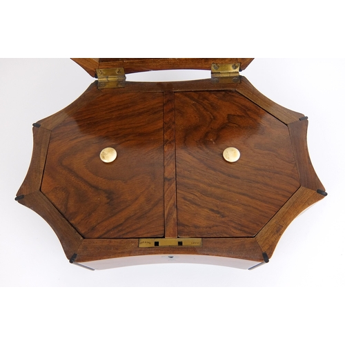 292 - A Victorian walnut hexagonal shaped tea caddy