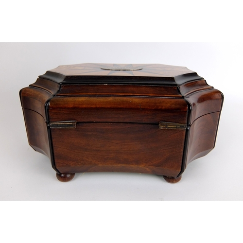 292 - A Victorian walnut hexagonal shaped tea caddy