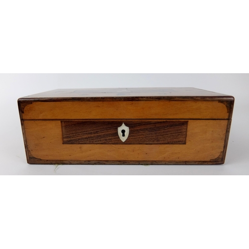 293 - A Victorian satinwood and inlaid stationery box