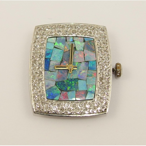 67 - A Ladies diamond and opal mosaic watch head