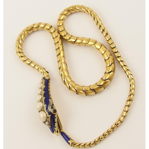 72 - A Victorian serpent necklace