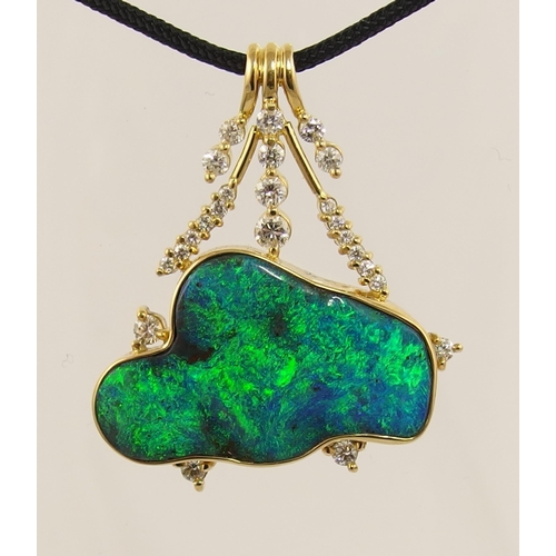 86 - A substantial boulder black opal pendant