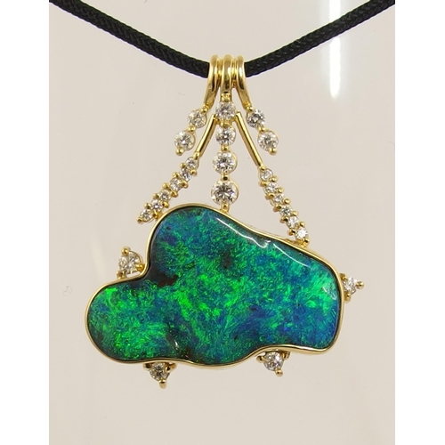 86 - A substantial boulder black opal pendant