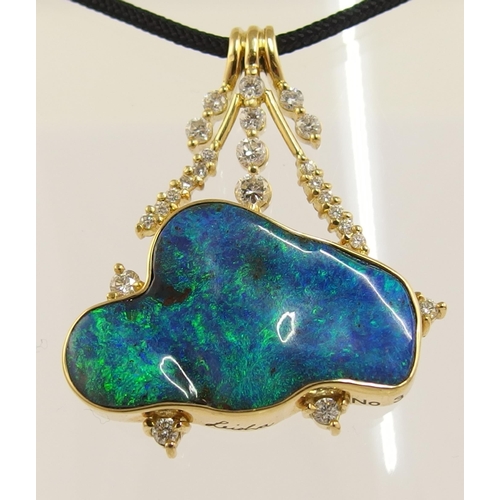 86 - A substantial boulder black opal pendant