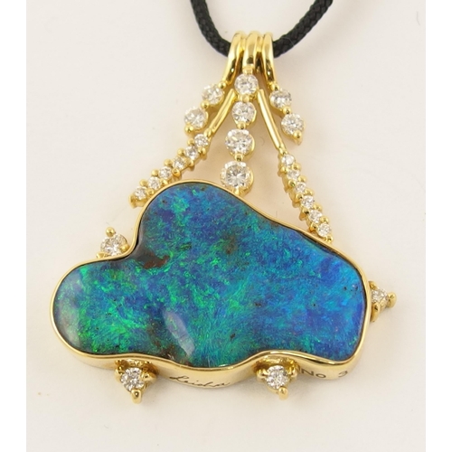 86 - A substantial boulder black opal pendant