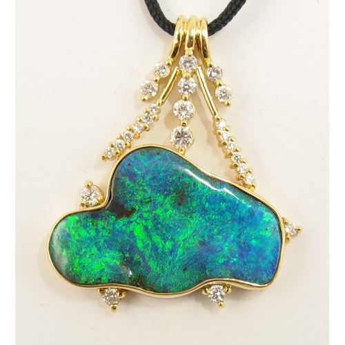 86 - A substantial boulder black opal pendant