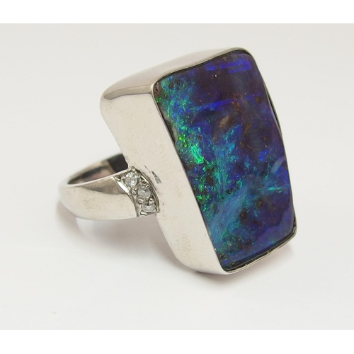 87 - A substantial black boulder opal ring