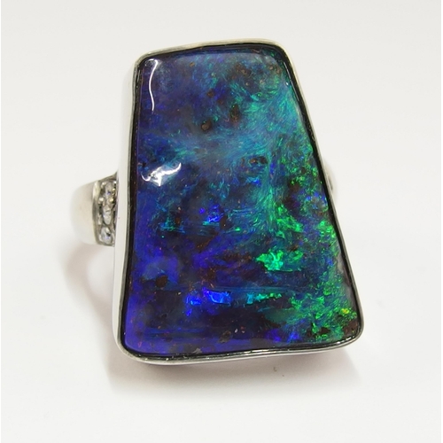 87 - A substantial black boulder opal ring