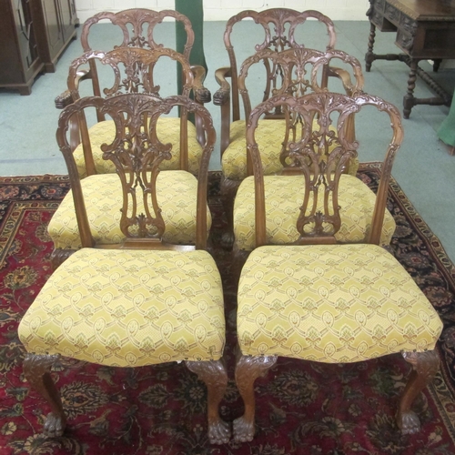 894 - Six matching carved walnut Irish dining chairs in the 18th Century style