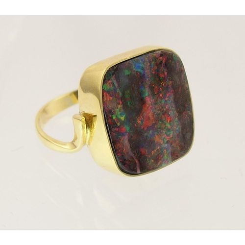 90 - A red boulder opal ring