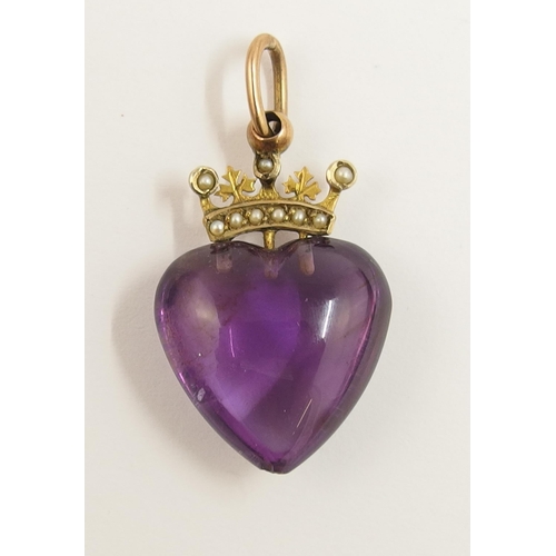 91 - An amethyst heart pendant