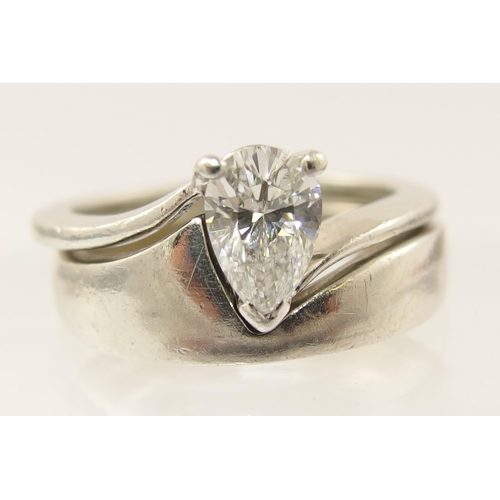 95 - A pear shaped diamond ring