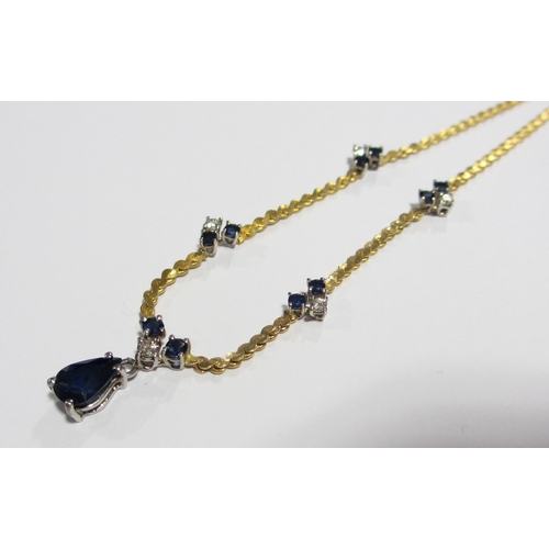 104 - A sapphire and diamond necklace