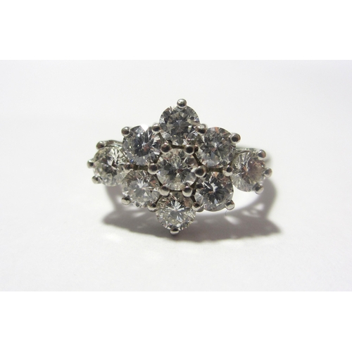 112 - A good platinum and diamond cluster ring