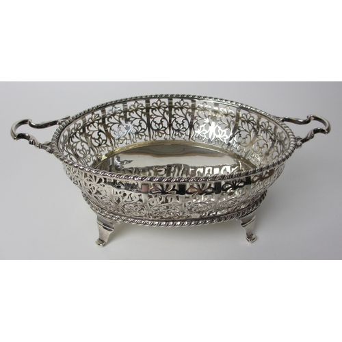 156 - A silver twin handled basket