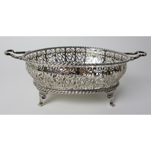 156 - A silver twin handled basket