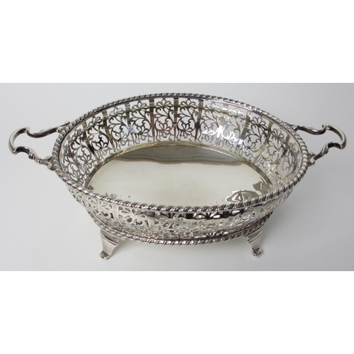 156 - A silver twin handled basket