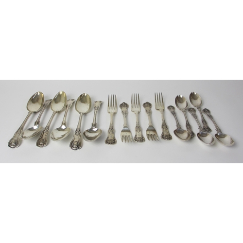 163 - A composite part suite of Victorian silver cutlery