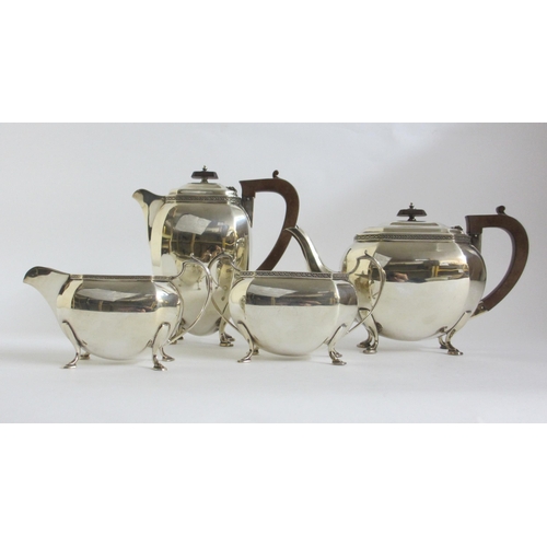 168 - A four piece silver tea service