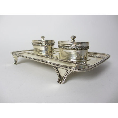 169 - An Edwardian silver inkstand