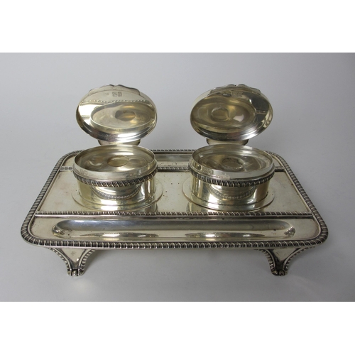 169 - An Edwardian silver inkstand