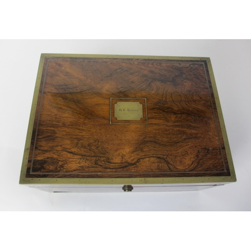 170 - A George IV brass mounted rosewood travel toilet case