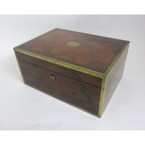 170 - A George IV brass mounted rosewood travel toilet case