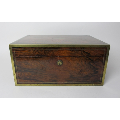 170 - A George IV brass mounted rosewood travel toilet case