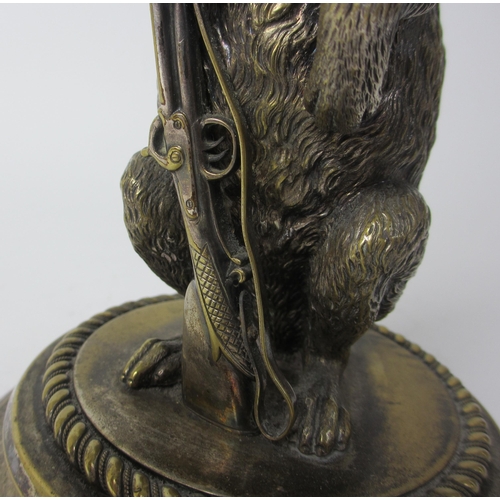 178 - A plated novelty desktop inkstand modelled as a hare