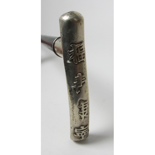 188 - A Chinese silver handled ebony walking cane