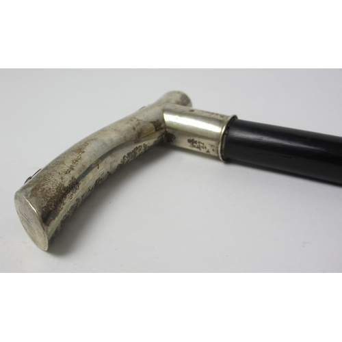 188 - A Chinese silver handled ebony walking cane