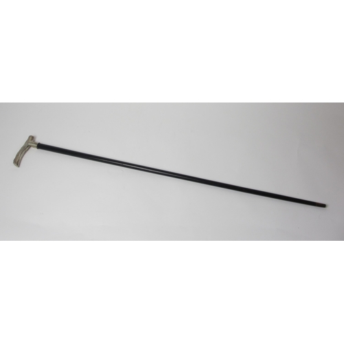 188 - A Chinese silver handled ebony walking cane