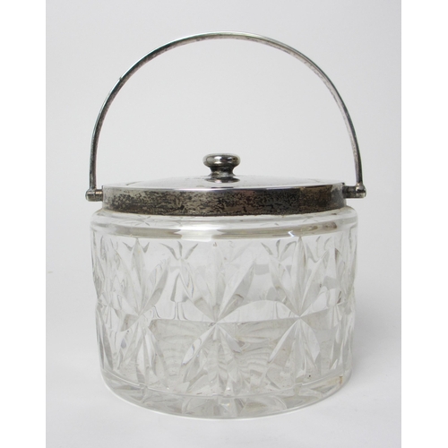 189 - A silver topped cut glass biscuit barrel